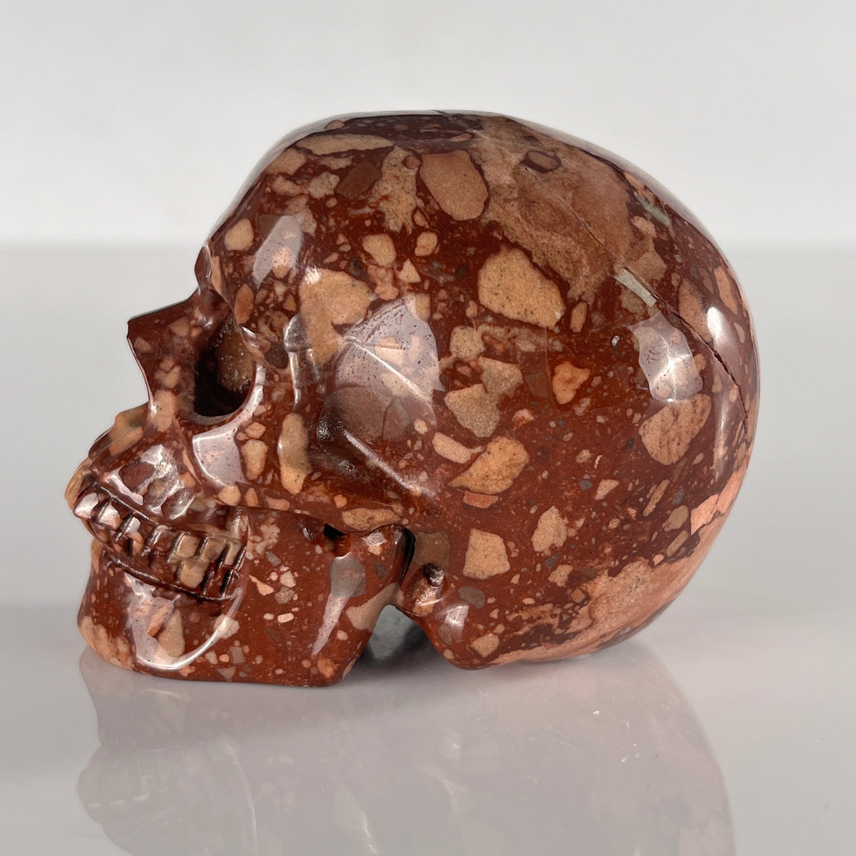 3" Brecciated Red Jasper Crystal Skull - Pattern A