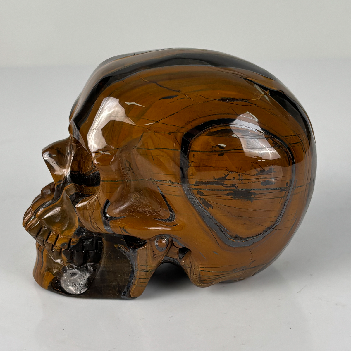 4.5" Tiger Eye Crystal Skull - Pattern A