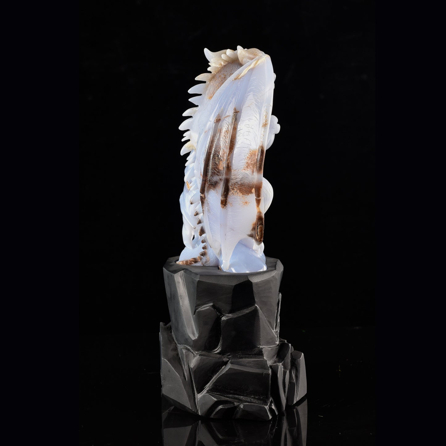 The Birthright - Blue Chalcedony Dragon with Egg &  Blue Chalcedony Hatching Dragon