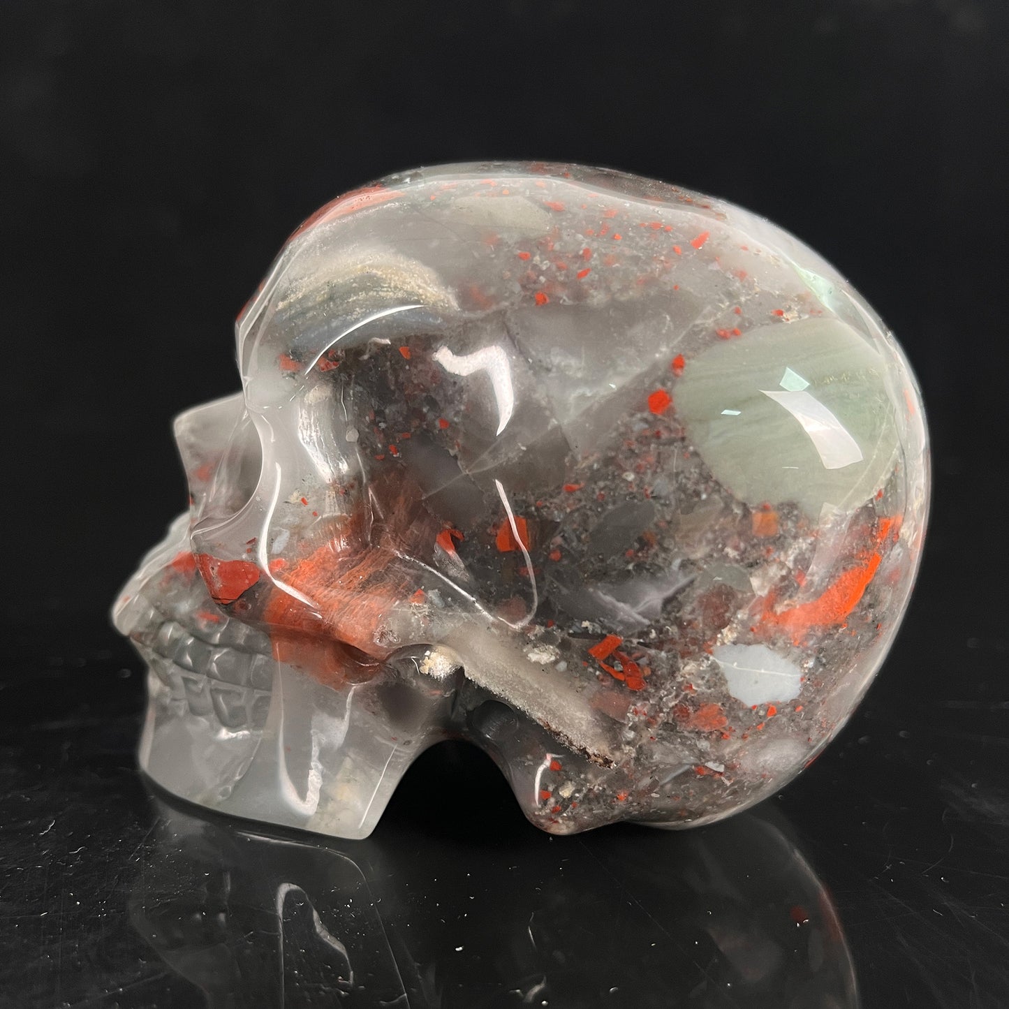 4.5" African Bloodstone Crystal Skull - Pattern B