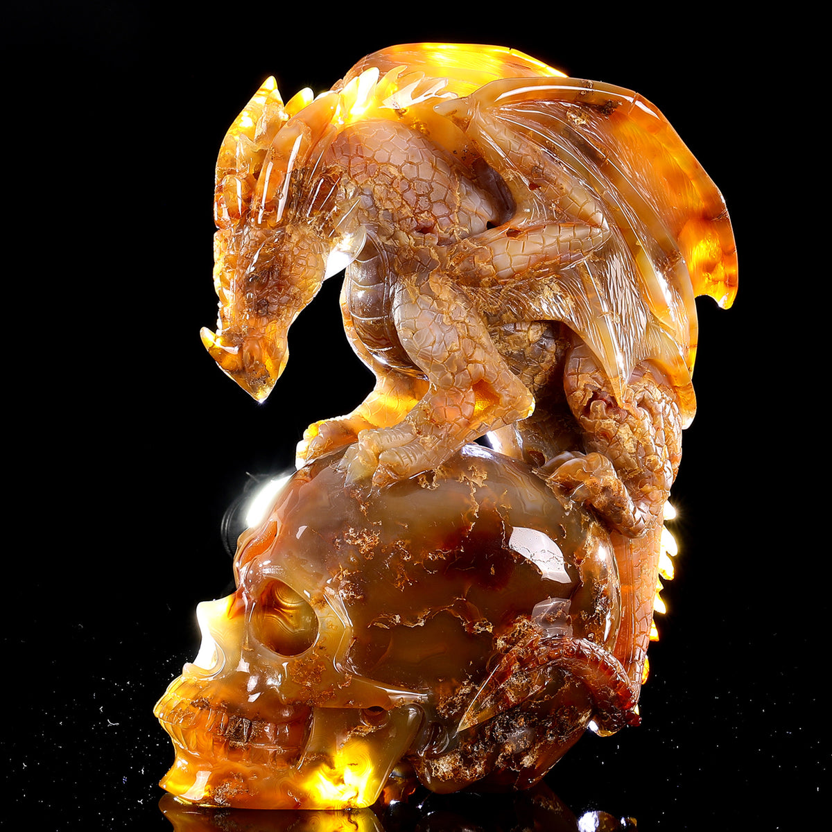 ‘The Red King’ - Hand-Carved Carnelian Chalcedony Dragon and Skull · Specimen No. 27