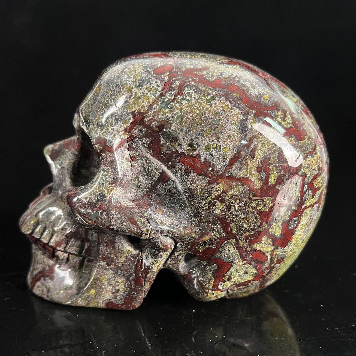 4.5" Dragon Bloodstone Crystal Skull - Pattern C