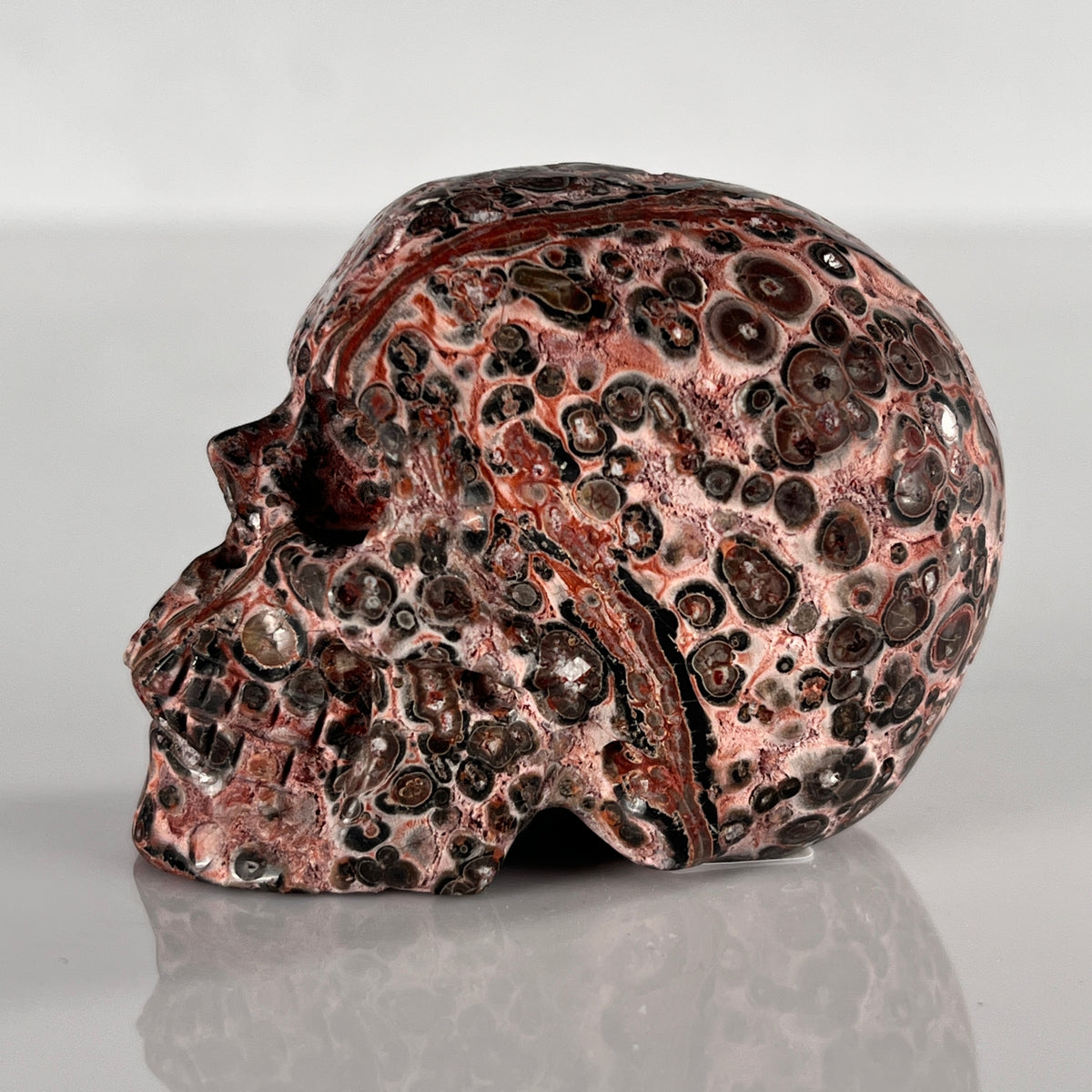 2" Red Leopard Skin Jasper Crystal Skull - Pattern A