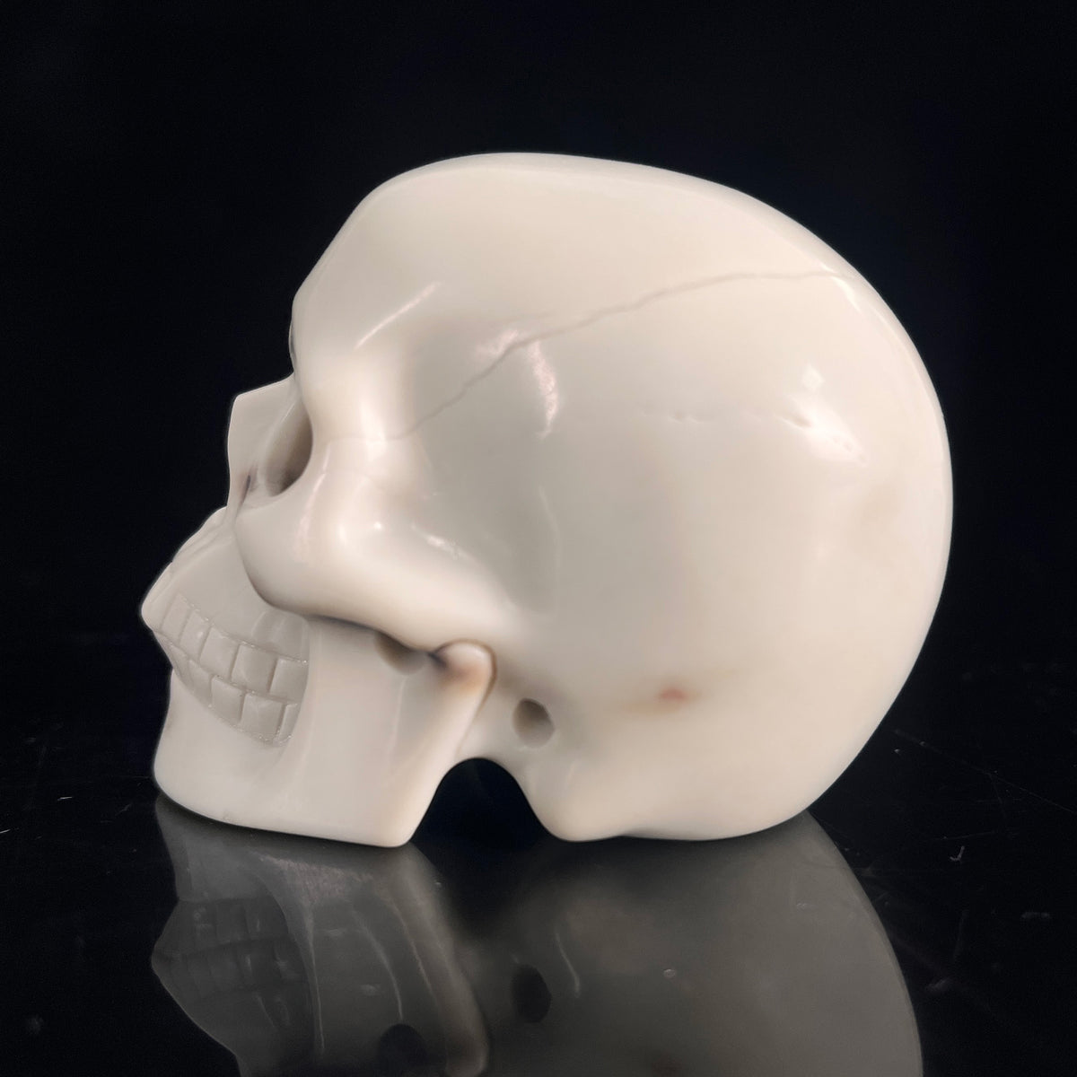 3" Ivory Jade Crystal Skull - Pattern B