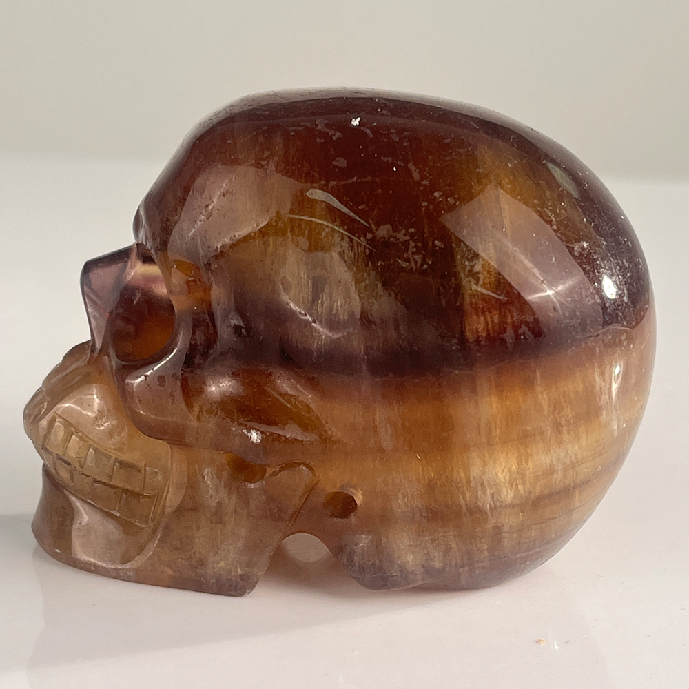 3 Inch Fluorite Crystal Skull – Hand Carved Natural Stone