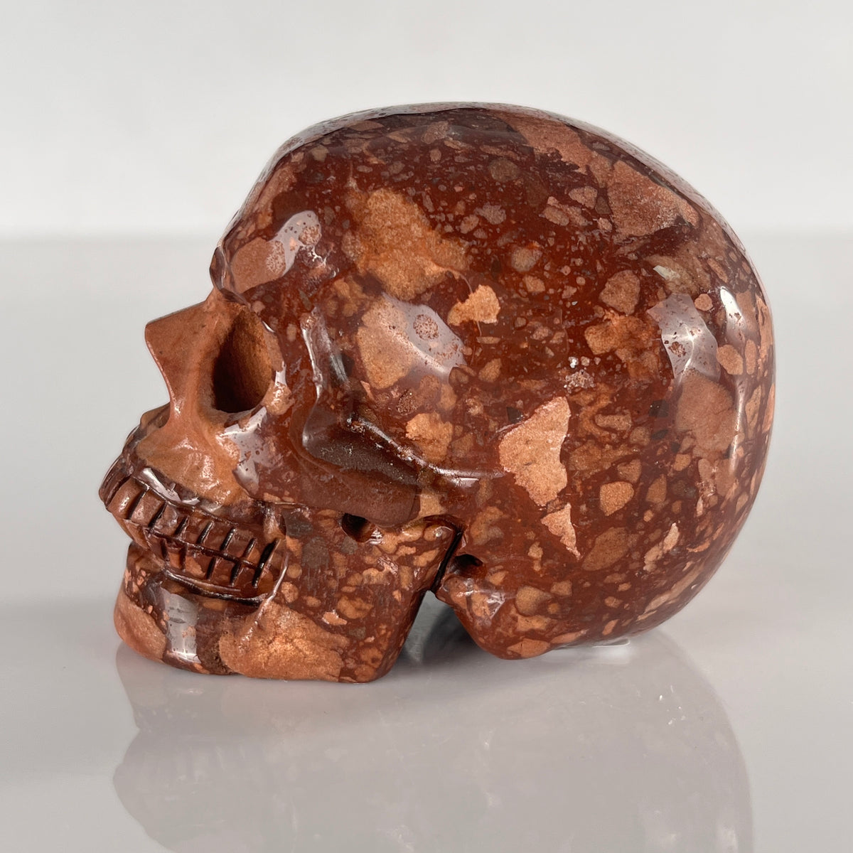 3" Brecciated Red Jasper Crystal Skull - Pattern C