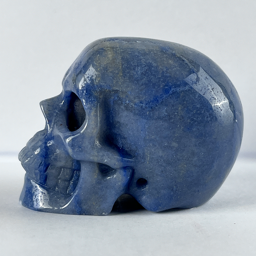 Crâne en cristal d'aventurine bleue de 5 cm – Mini crâne en cristal