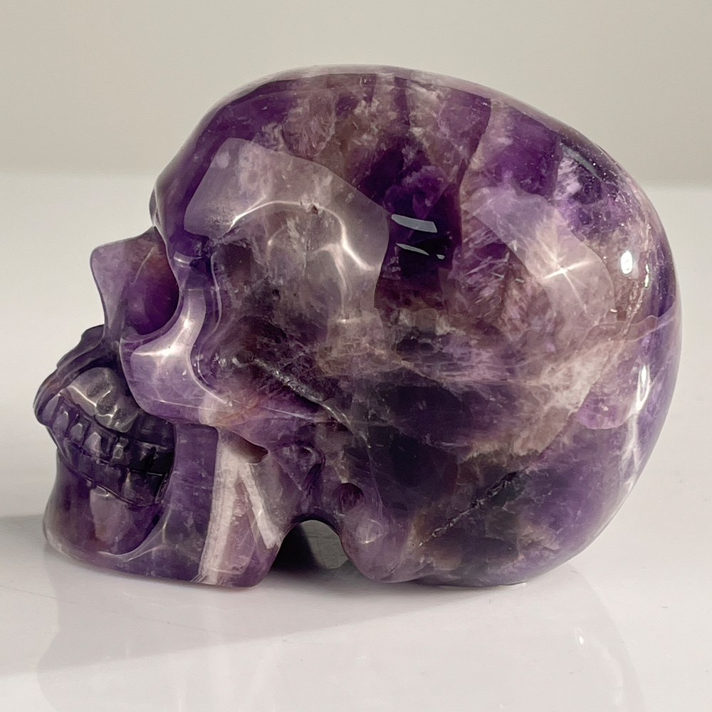 3 Inch Dream Amethyst Crystal Skull – Hand Carved Healing Stone