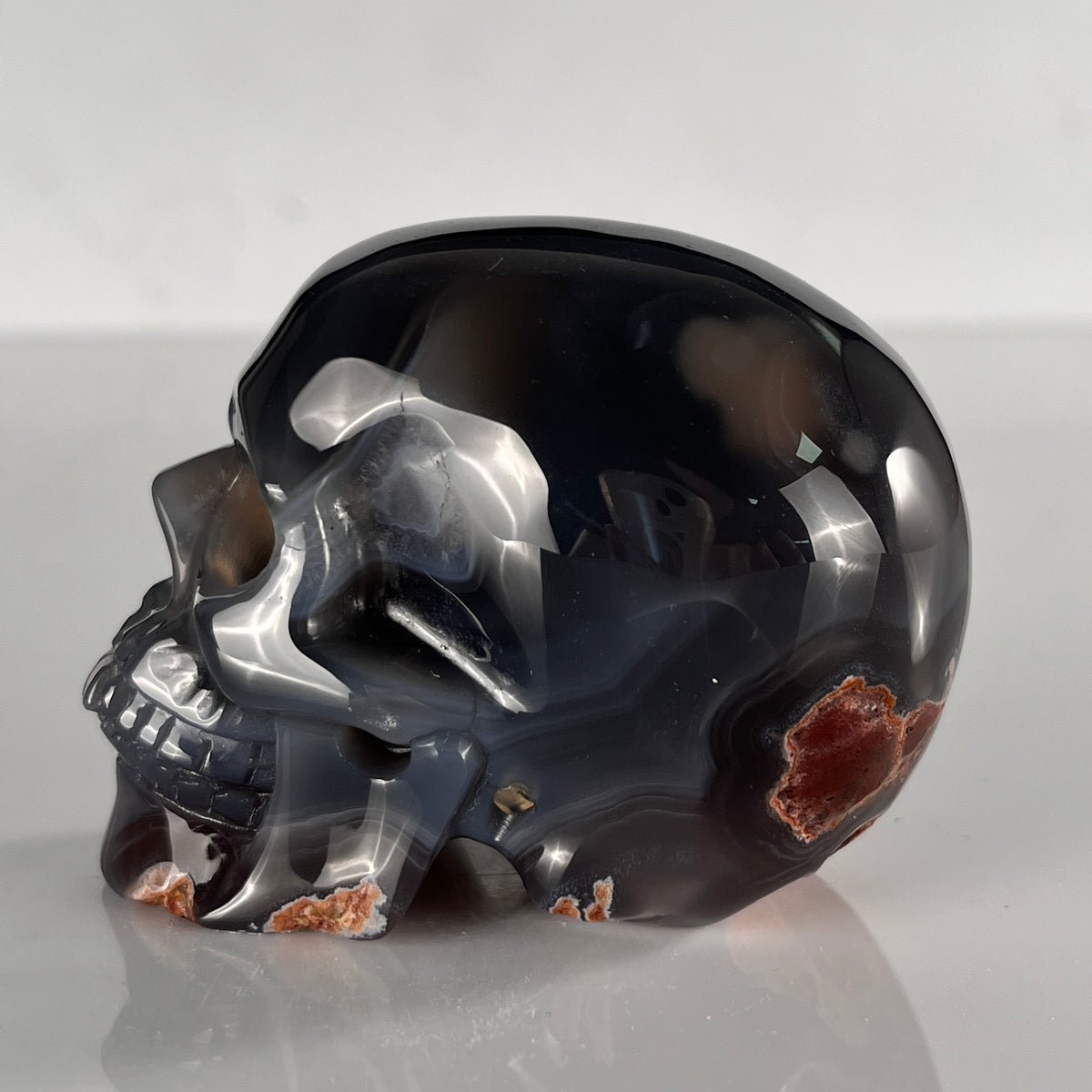 3" Volcanic Agate Crystal Skull - Pattern D