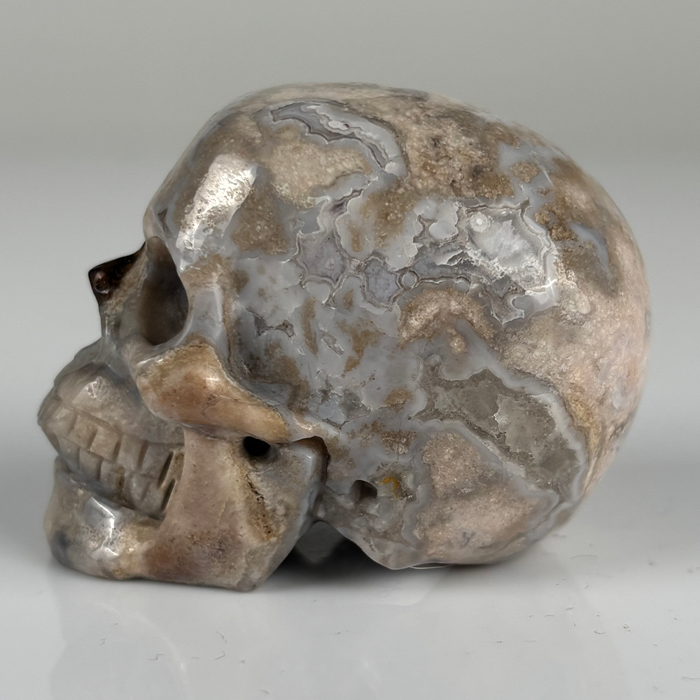 2 Inch Blue Flower Agate Crystal Skull – Mini Gemstone Skull