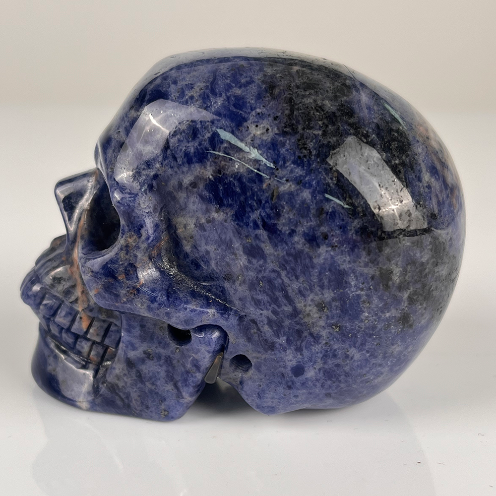 Crâne en cristal d'agate dentelle bleue de 7,6 cm (3 pouces) – Pierre précieuse sculptée à la main