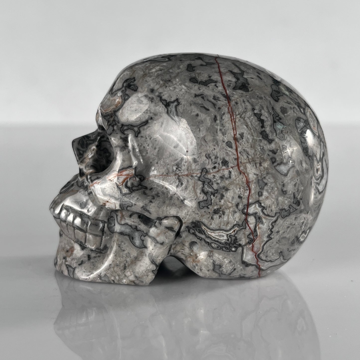 3" Grey Picture Jasper Crystal Skull