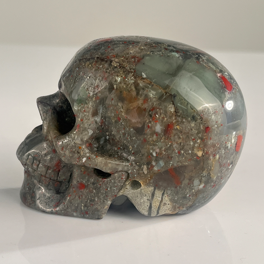 3" African Bloodstone Crystal Skull - Pattern A
