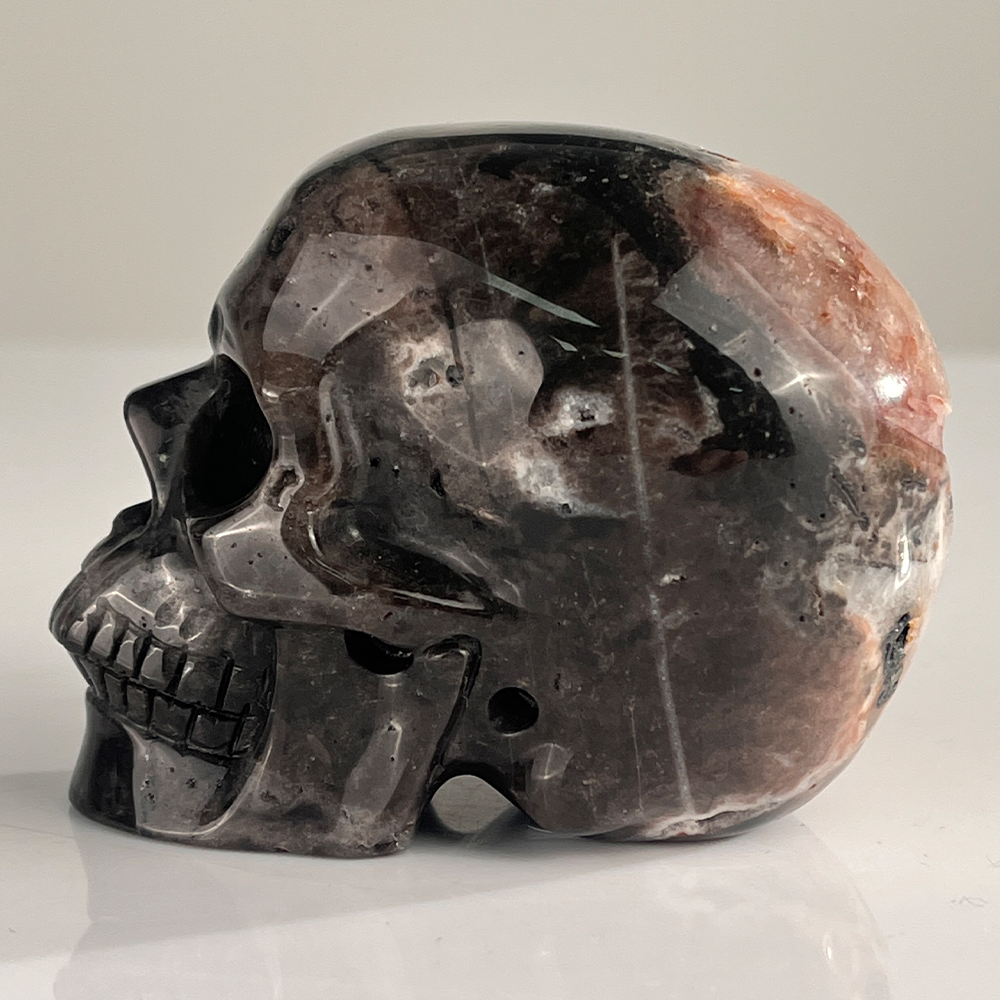 3" Red Crazy Lace Agate Crystal Skull - Pattern D