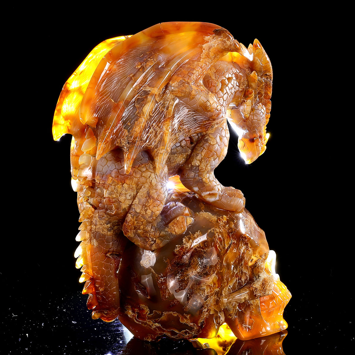‘The Red King’ - Hand-Carved Carnelian Chalcedony Dragon and Skull · Specimen No. 27