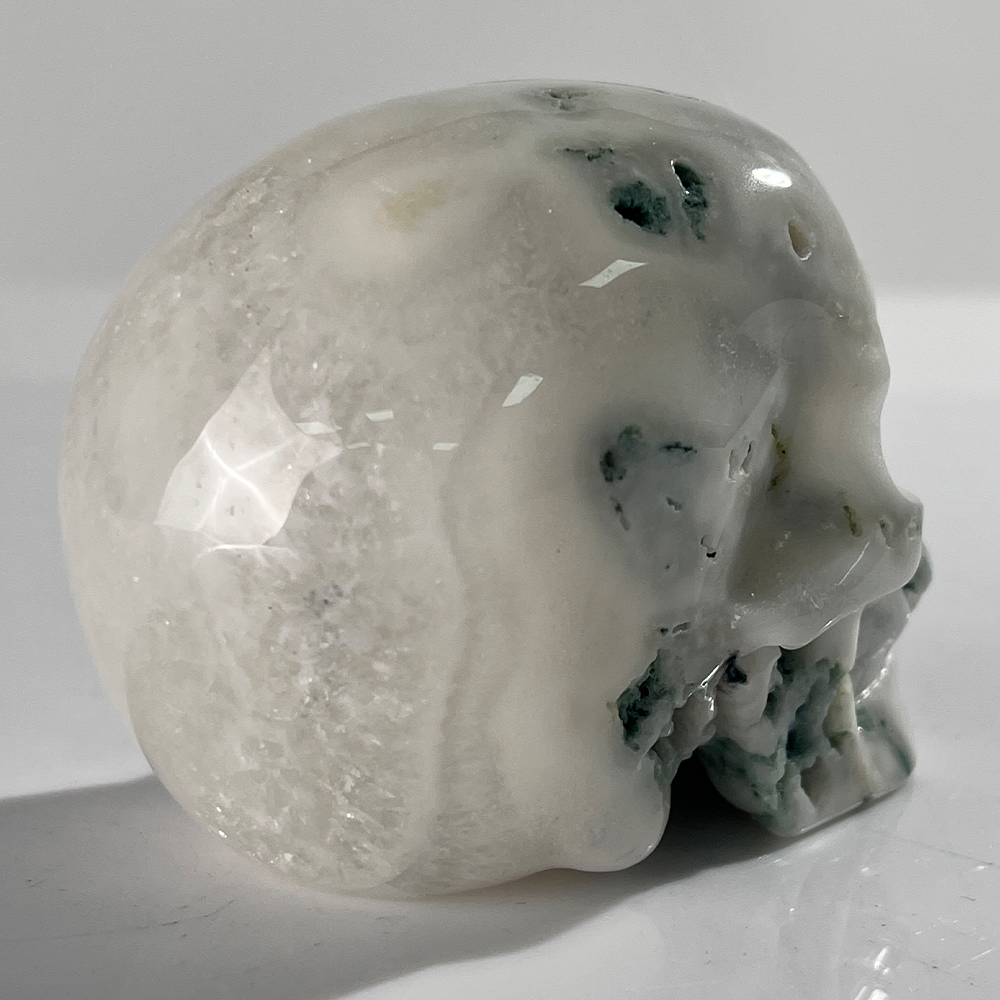 3" Moss Agate Crystal Skull - Pattern B