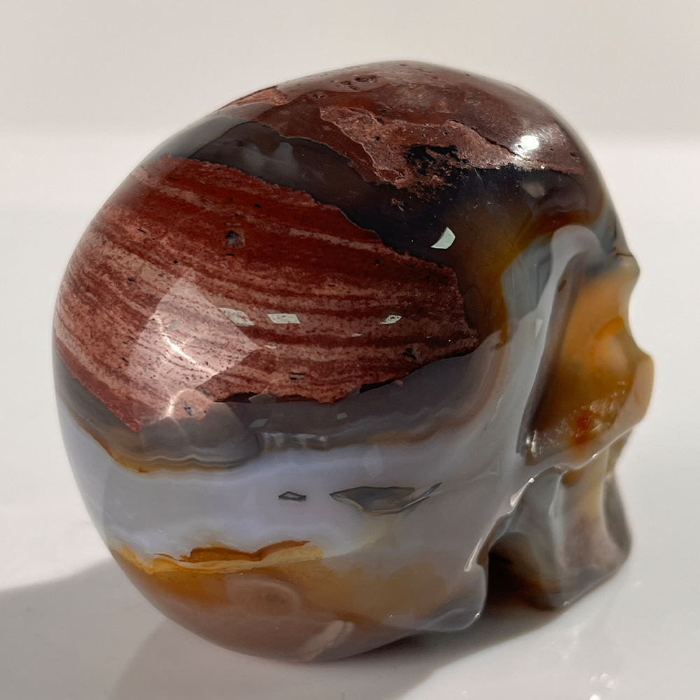3 Inch Volcanic Agate Crystal Skull – Hand Carved Natural Stone