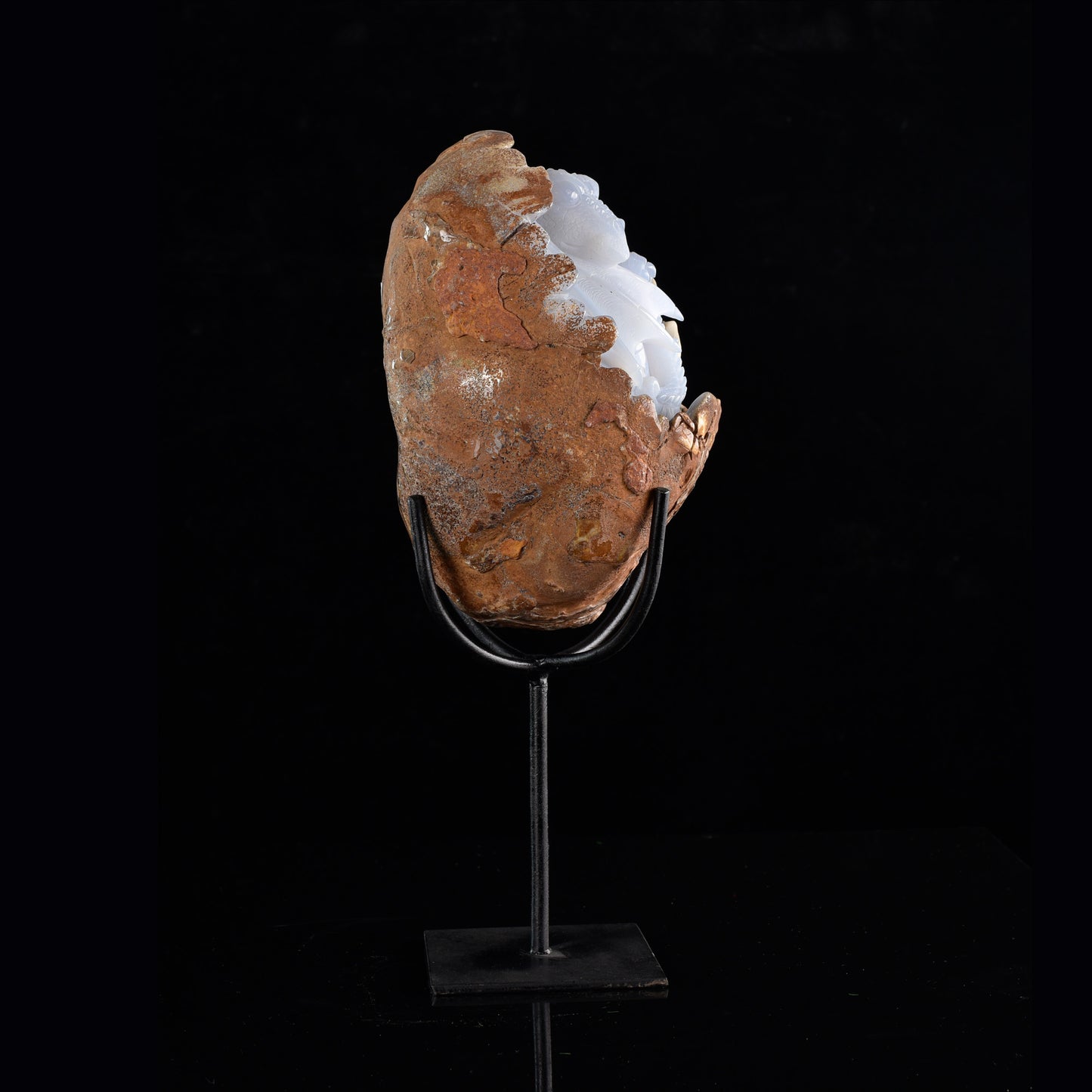 The Birthright - Blue Chalcedony Dragon with Egg &  Blue Chalcedony Hatching Dragon