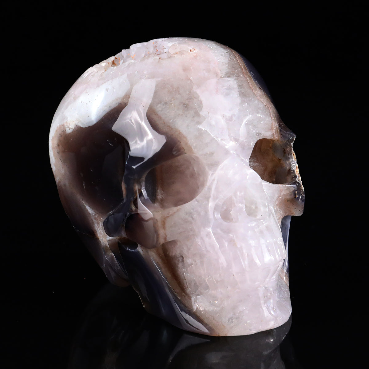 ‘Organic Mindscape’ - Agate Skull with Raw Geode Pocket · Specimen No. 34