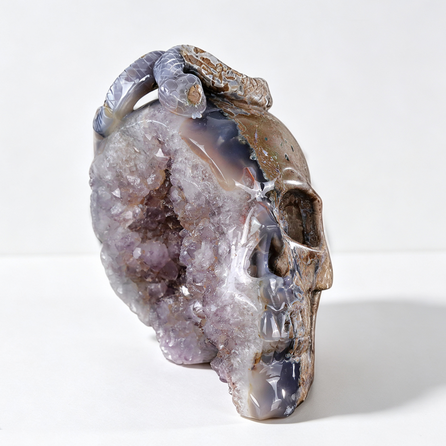 ‘Serpent’s Sanctuary’ - Amethyst Geode Skull with Serpent · Specimen No. 14