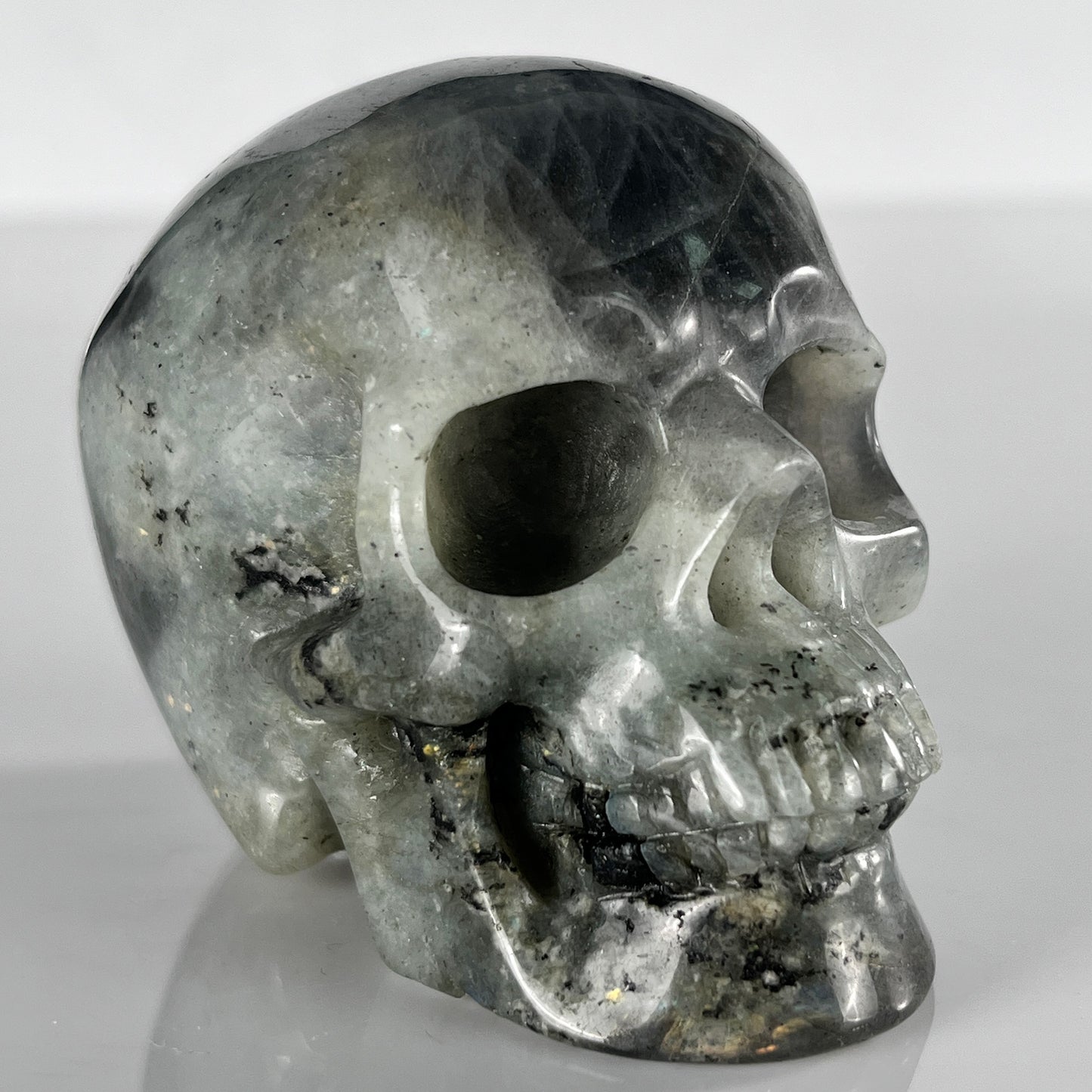 3 Inch Grey Labradorite Crystal Skull – Hand Carved Natural Stone