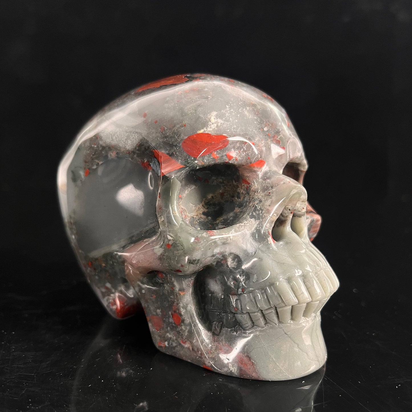 4.5" African Bloodstone Crystal Skull - Pattern A