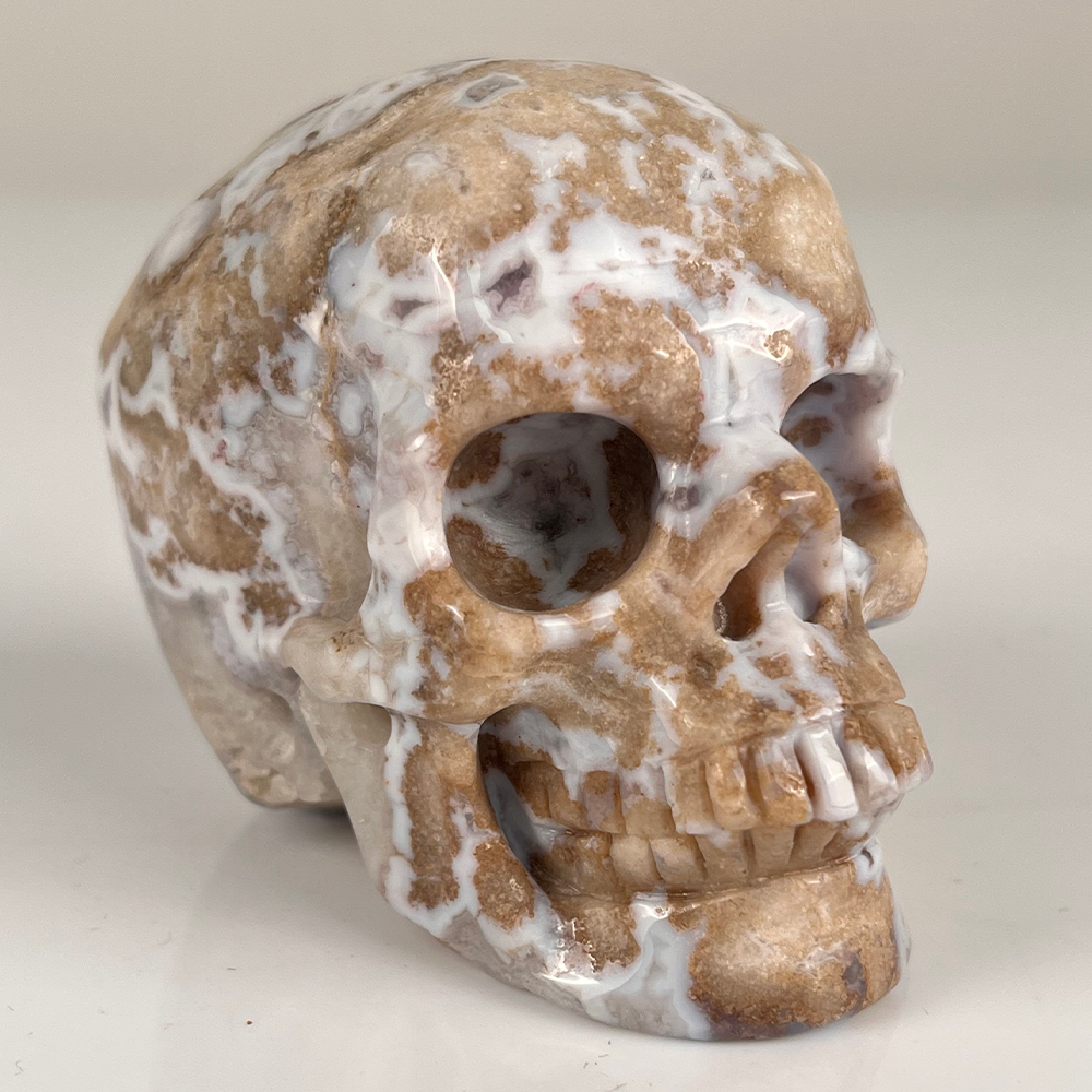 3 Inch Blue Flower Agate Crystal Skull – Hand Carved Natural Stone