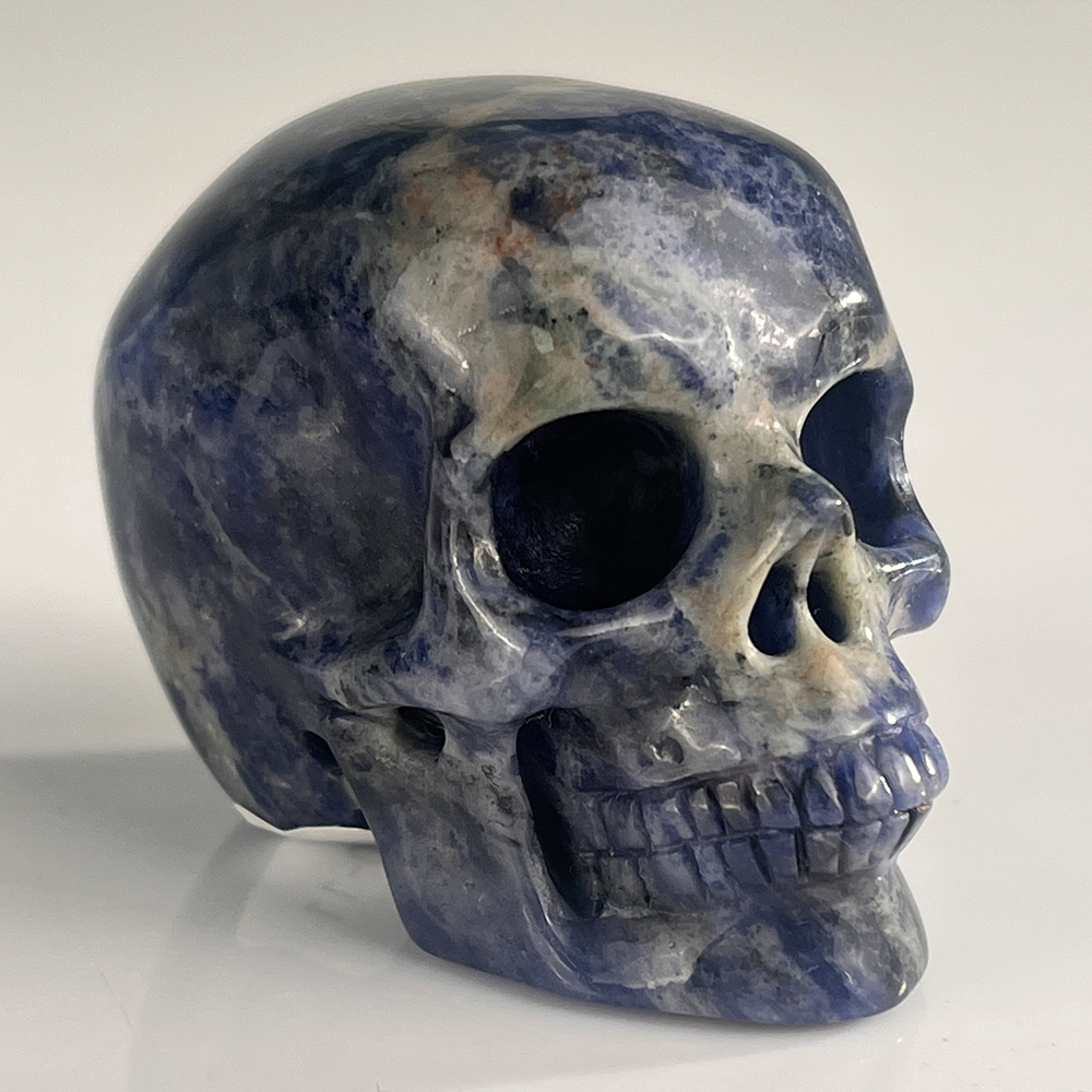 2 Zoll blauer Spitzenachat-Kristallschädel – Mini-Kristallschädel