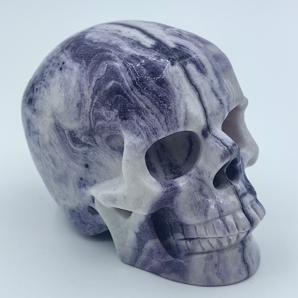 3 inch Purple Peacock Stone Crystal Skull - Hand Carved Gemstone