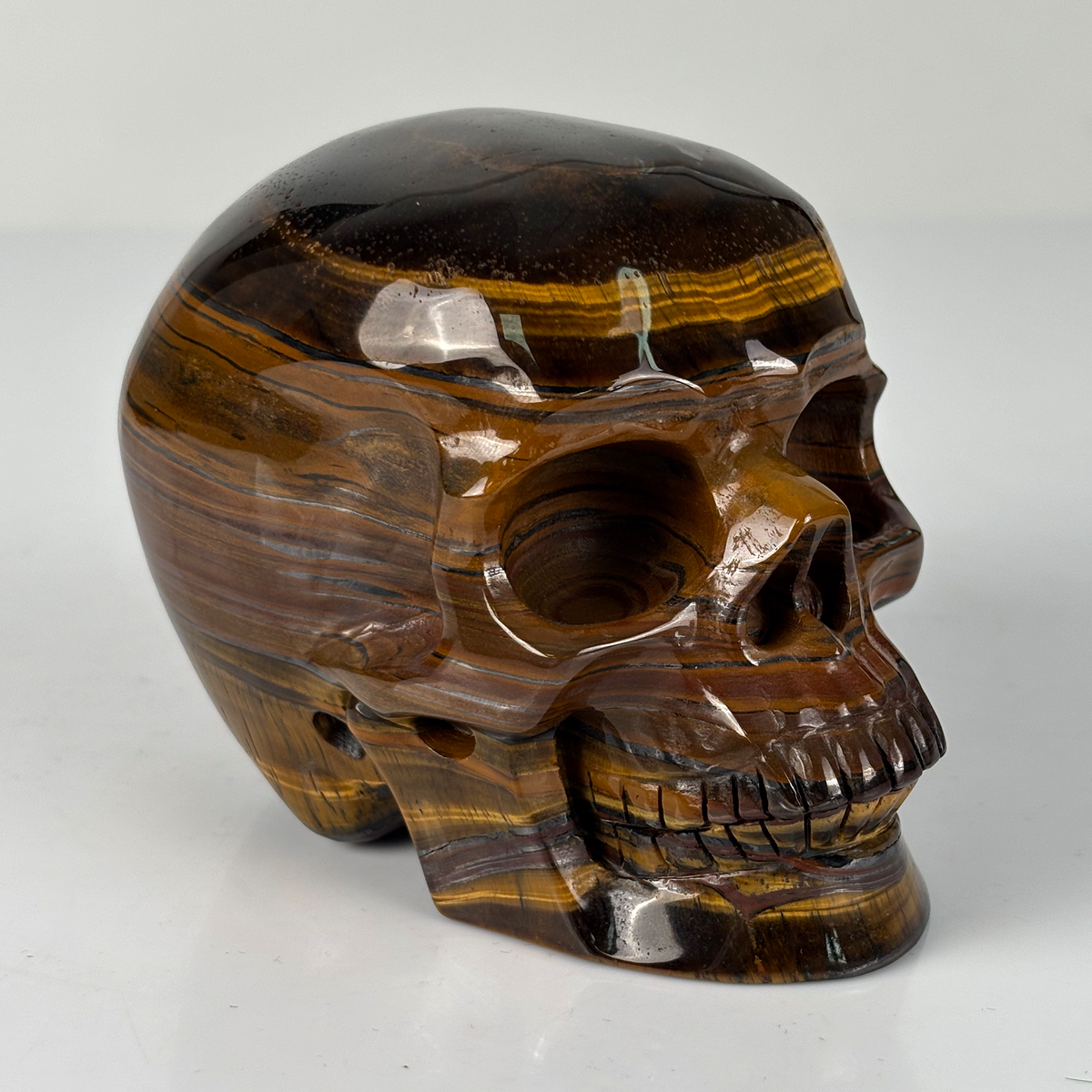 4.5" Tiger Eye Crystal Skull - Pattern C