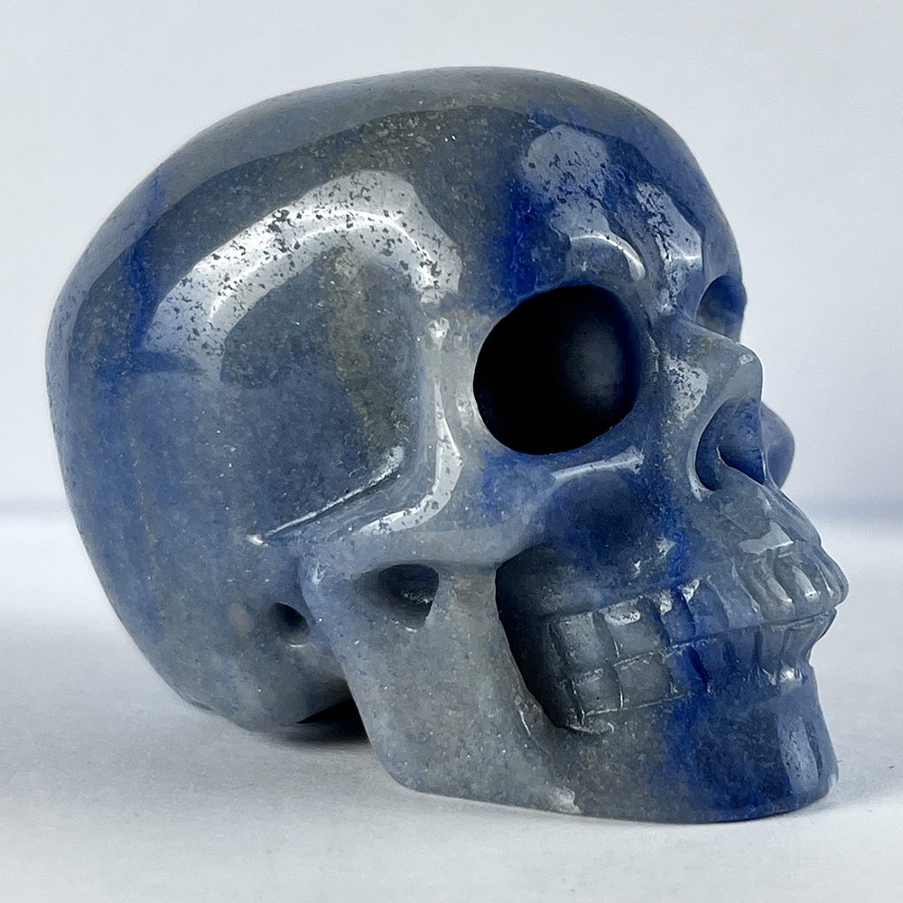 Crâne en cristal d'aventurine bleue de 5 cm – Mini crâne en cristal