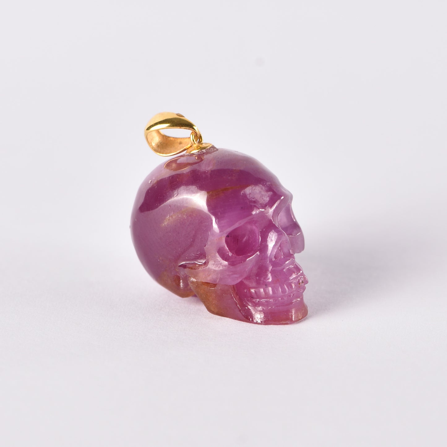 ‘The Crimson Heart’ - Natural Ruby Skull Pendant with Gold-Tone Bail · Specimen No. 15