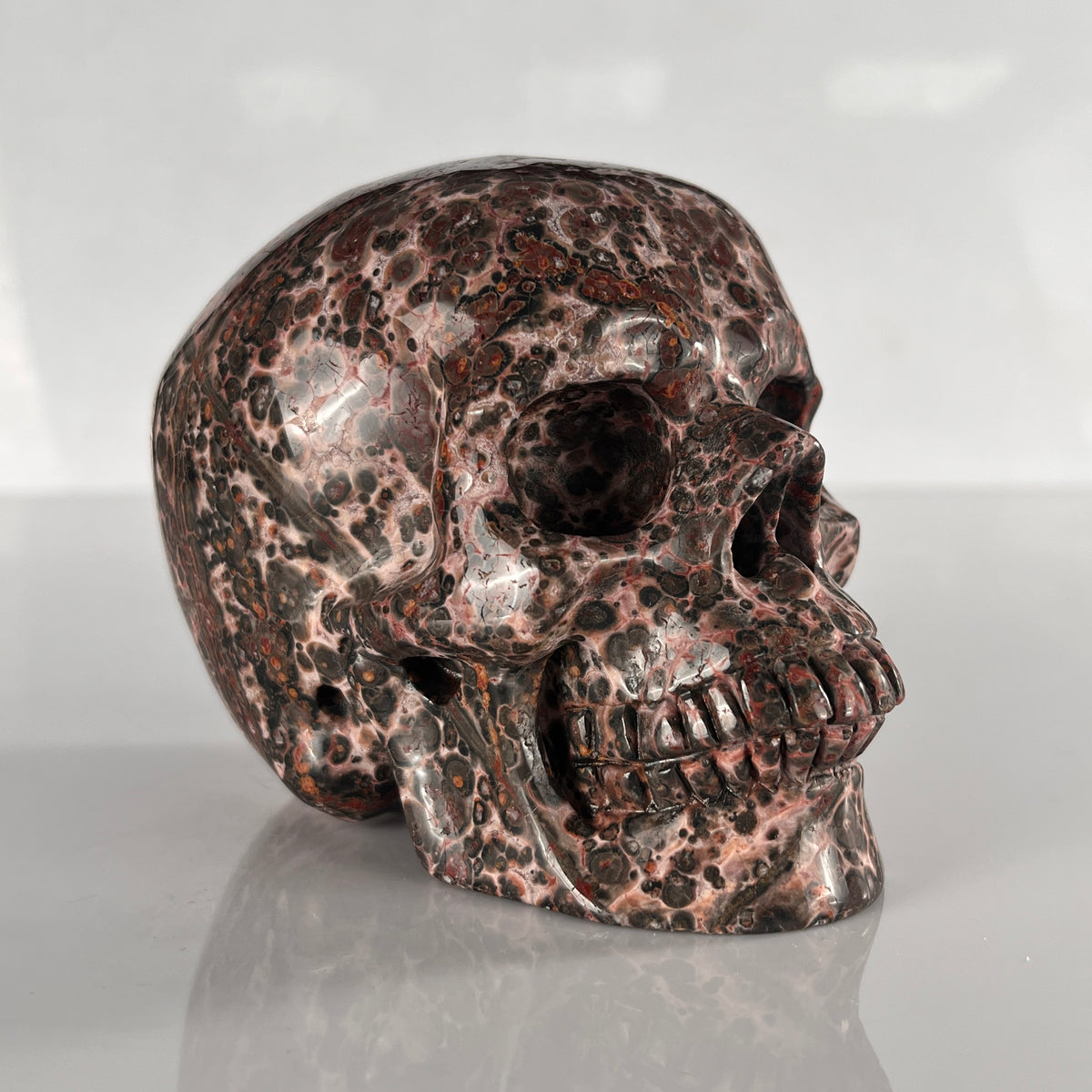 4.5" Red Leopard Skin Jasper Crystal Skull