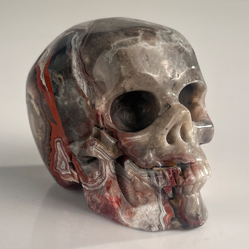 2 Inch Red Crazy Lace Agate Crystal Skull – Mini Gemstone Skull