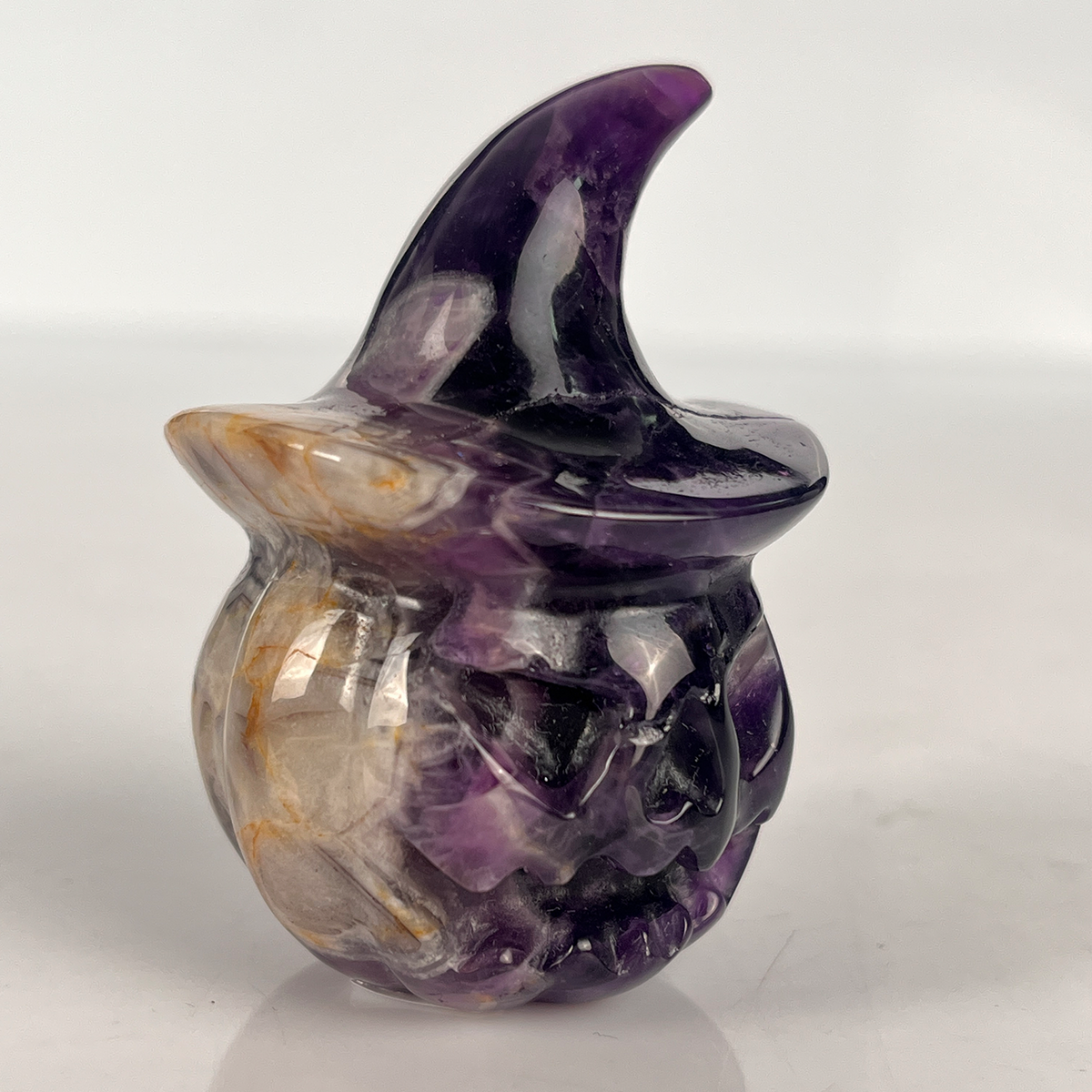 2" Dream Amethyst Pumpkin Crystal Skull - Paterrn D