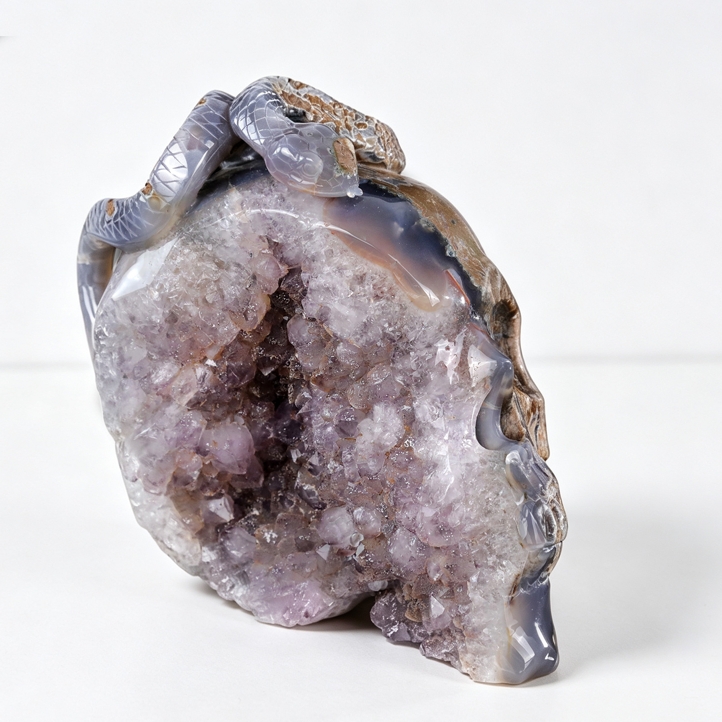 ‘Serpent’s Sanctuary’ - Amethyst Geode Skull with Serpent · Specimen No. 14