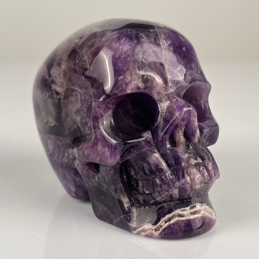 7,6 cm großer Amethyst-Kristallschädel – handgeschnitzter Heilstein
