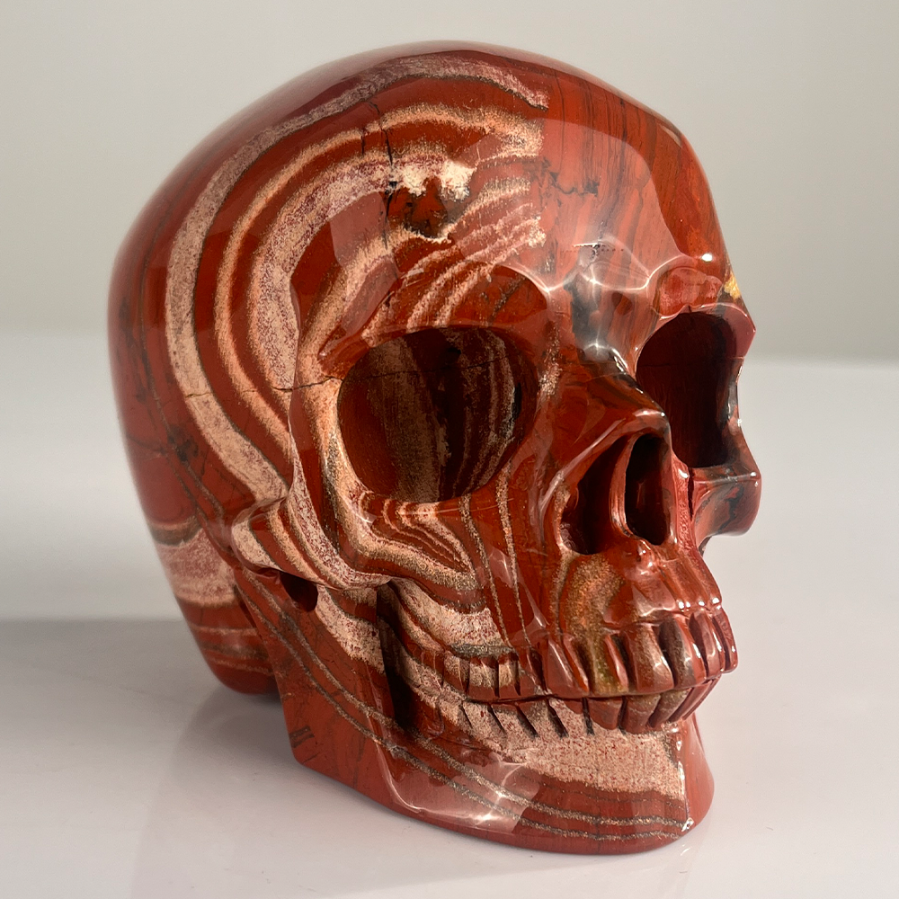 4.5" Red Jasper Crystal Skull - Pattern D