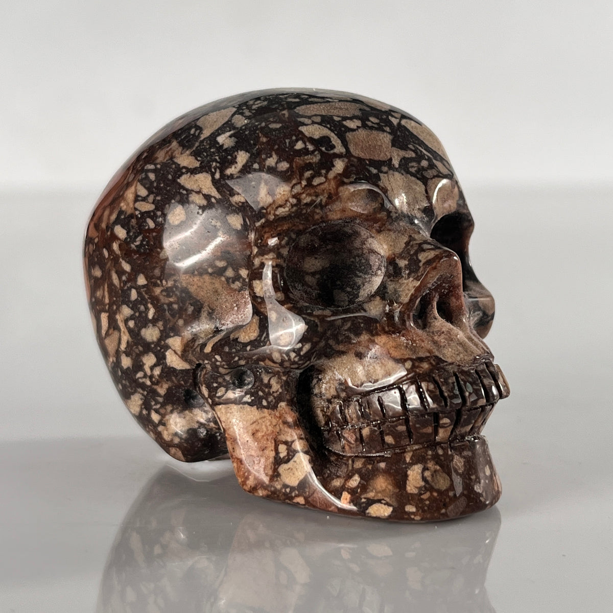 2" Brecciated Red Jasper Crystal Skull - Pattern C