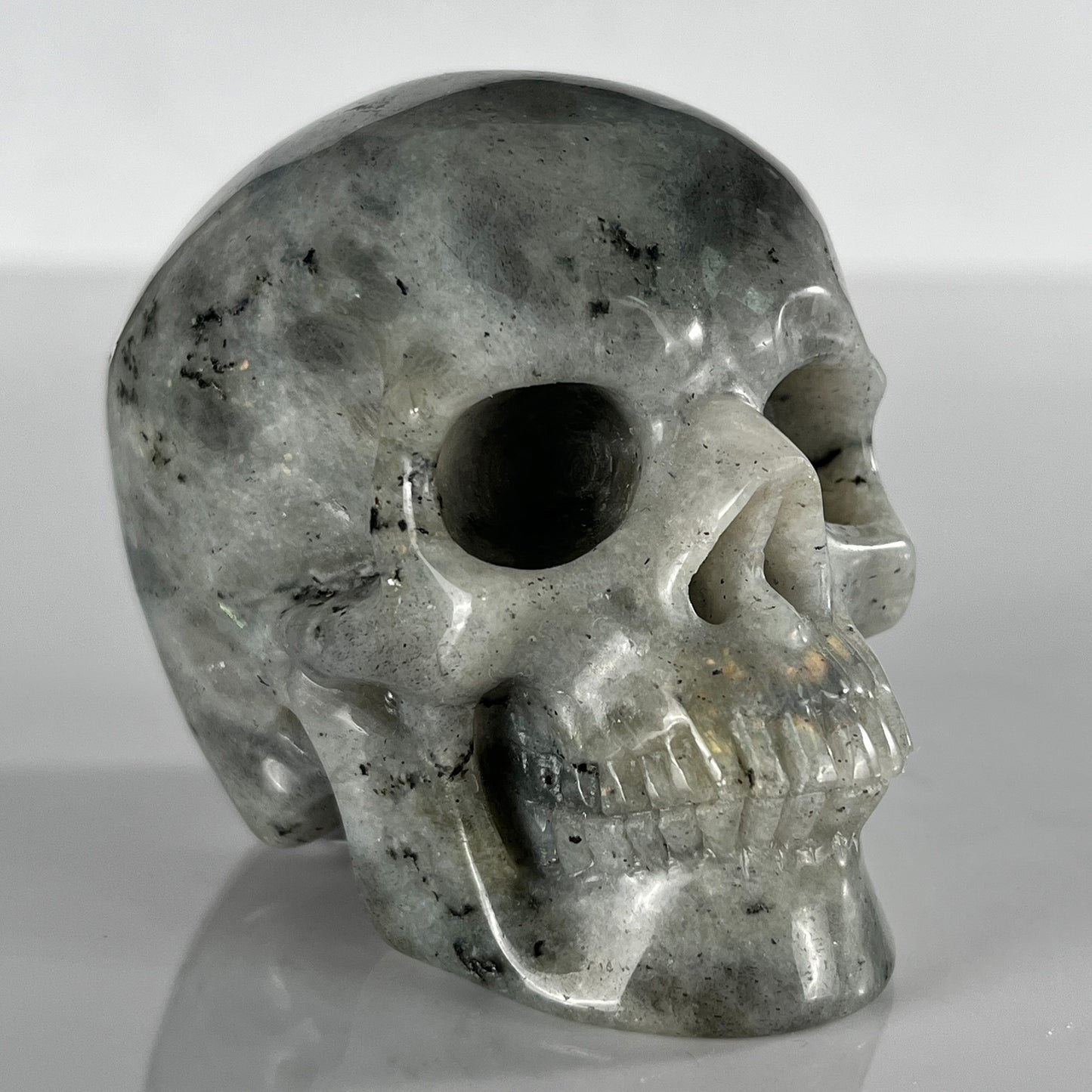 3 Inch Grey Labradorite Crystal Skull – Hand Carved Natural Stone