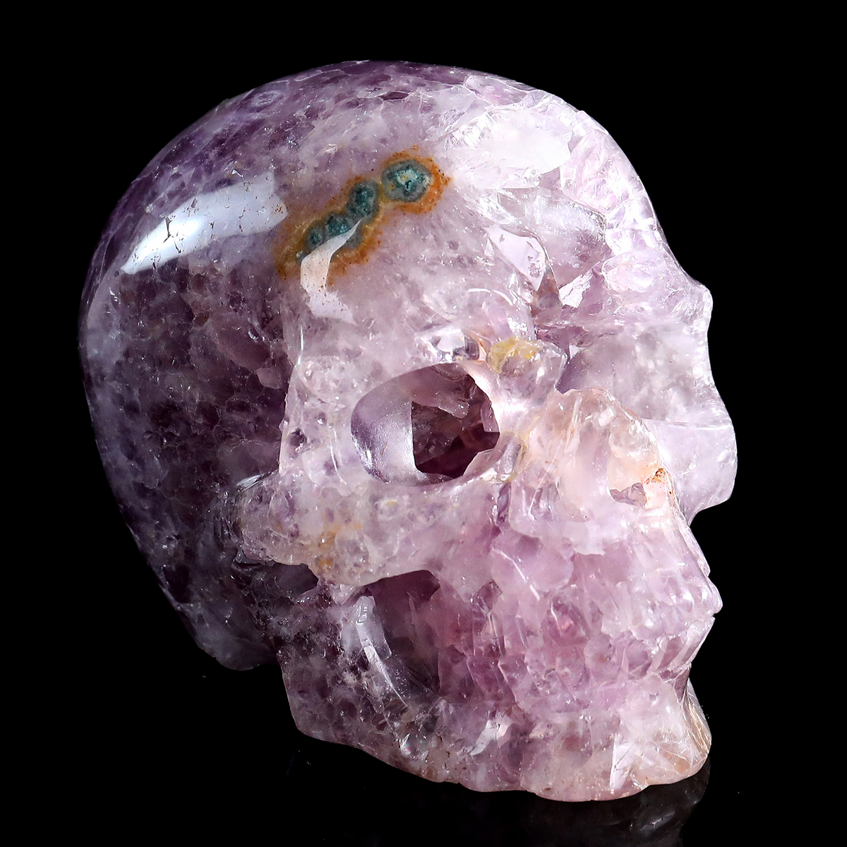 ‘The Cosmic Eye’ - Hand-Carved Amethyst Geode Skull with Natural Matrix · Specimen No. 30