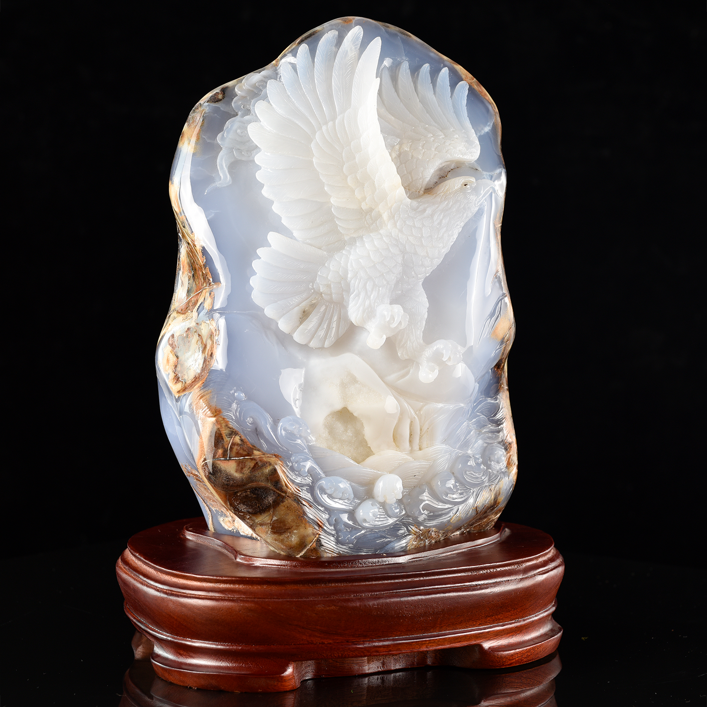 ‘Soar Above’ - Bas-Relief Blue Chalcedony Soaring Eagle · Specimen No. 16