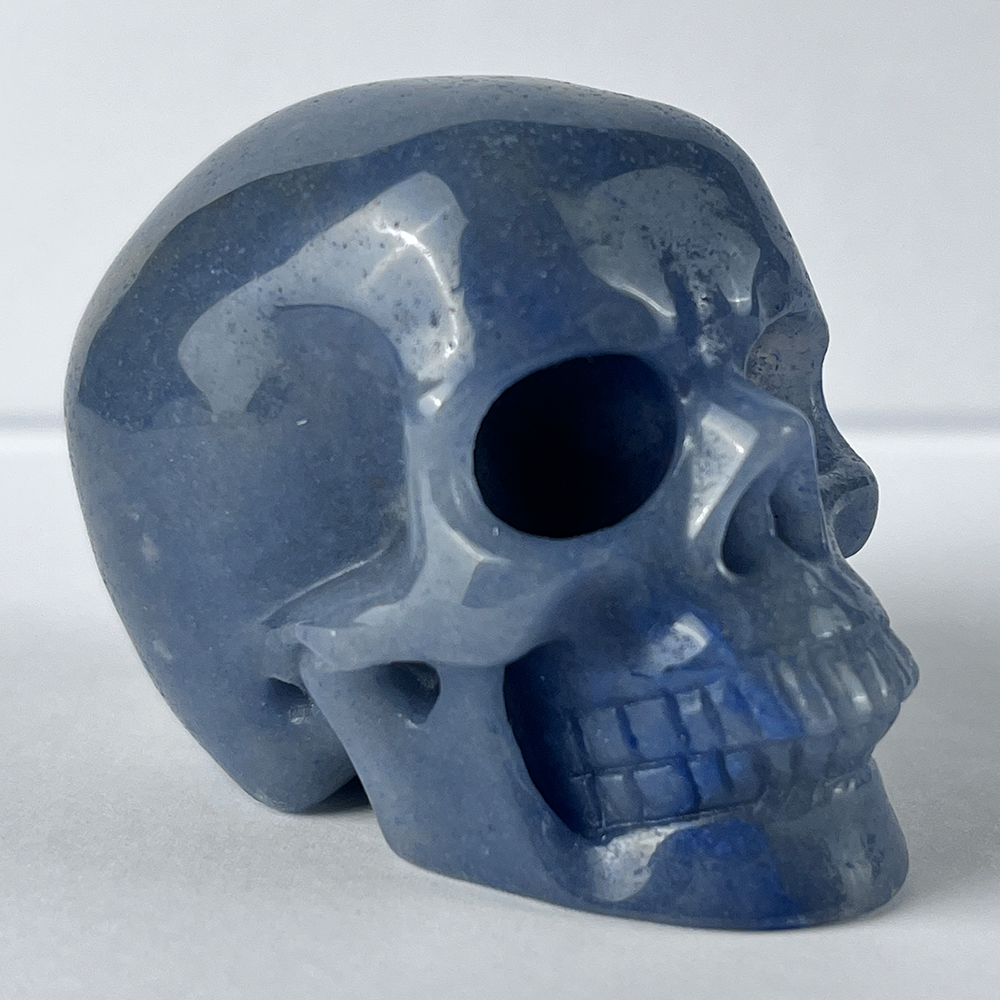 Crâne en cristal d'aventurine bleue de 5 cm – Mini crâne en cristal