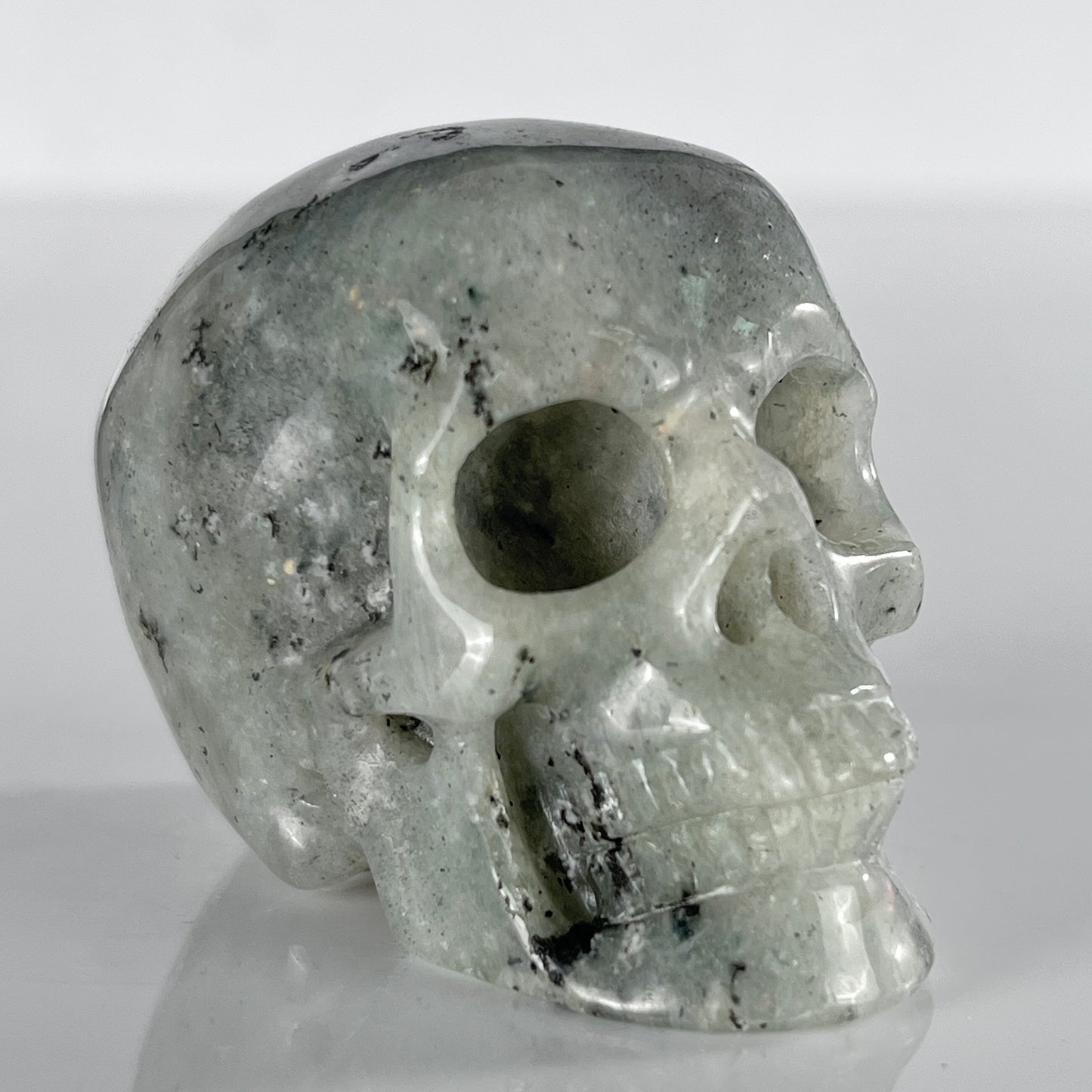 2 Inch Grey Labradorite Crystal Skull – Hand Carved Natural Stone