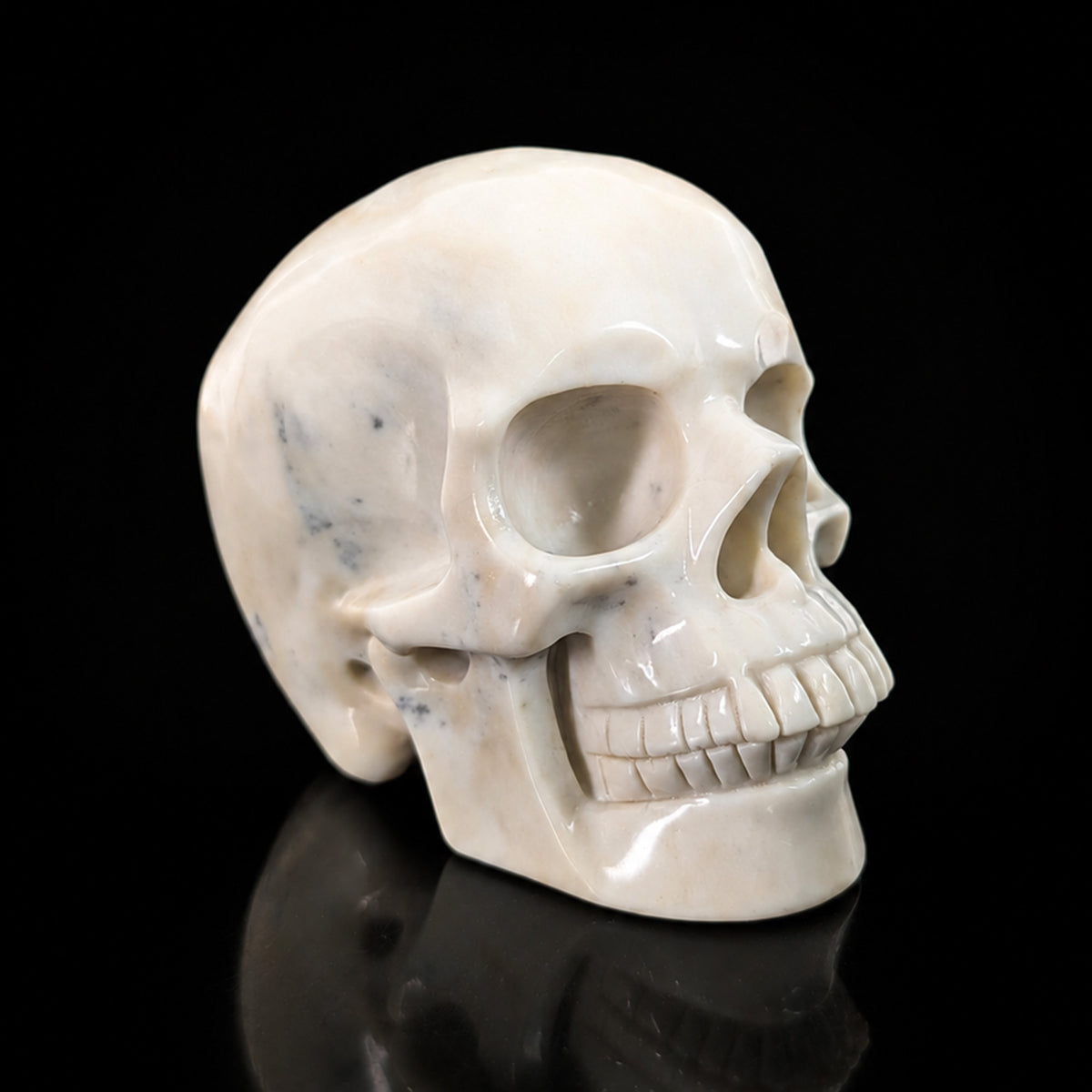 4.5" Ivory Jade Crystal Skull - Pattern C