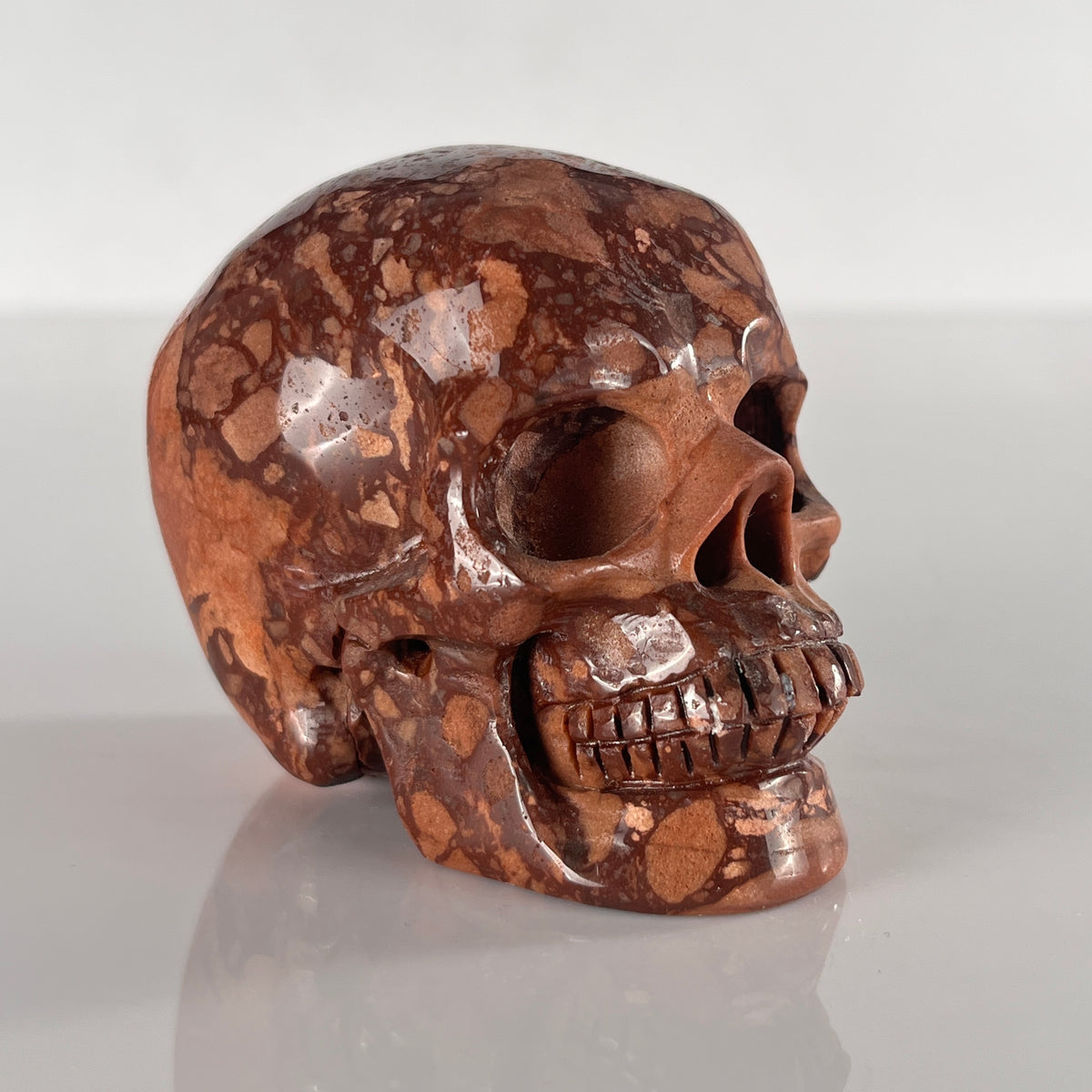 3" Brecciated Red Jasper Crystal Skull - Pattern C