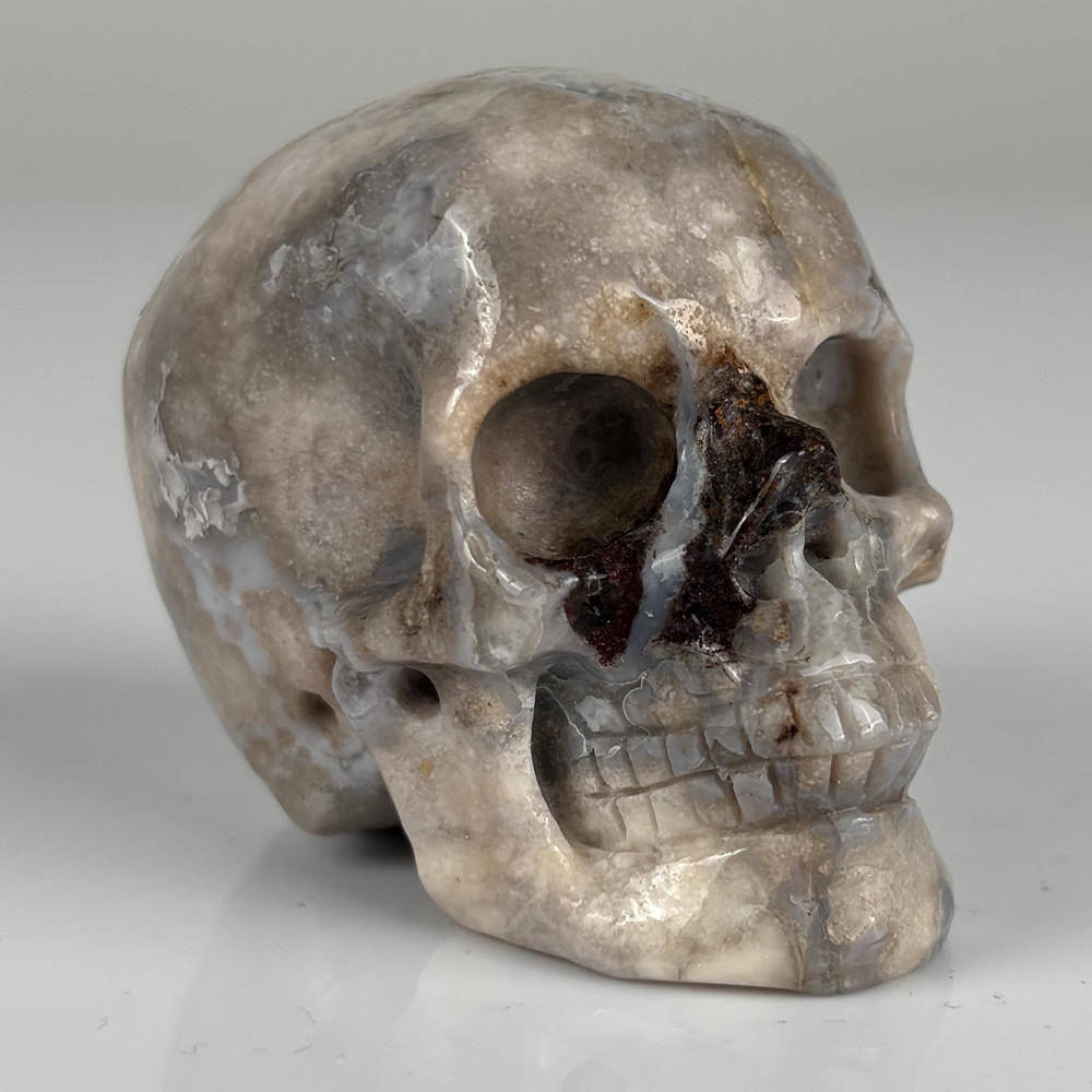 2 Inch Blue Flower Agate Crystal Skull – Mini Gemstone Skull