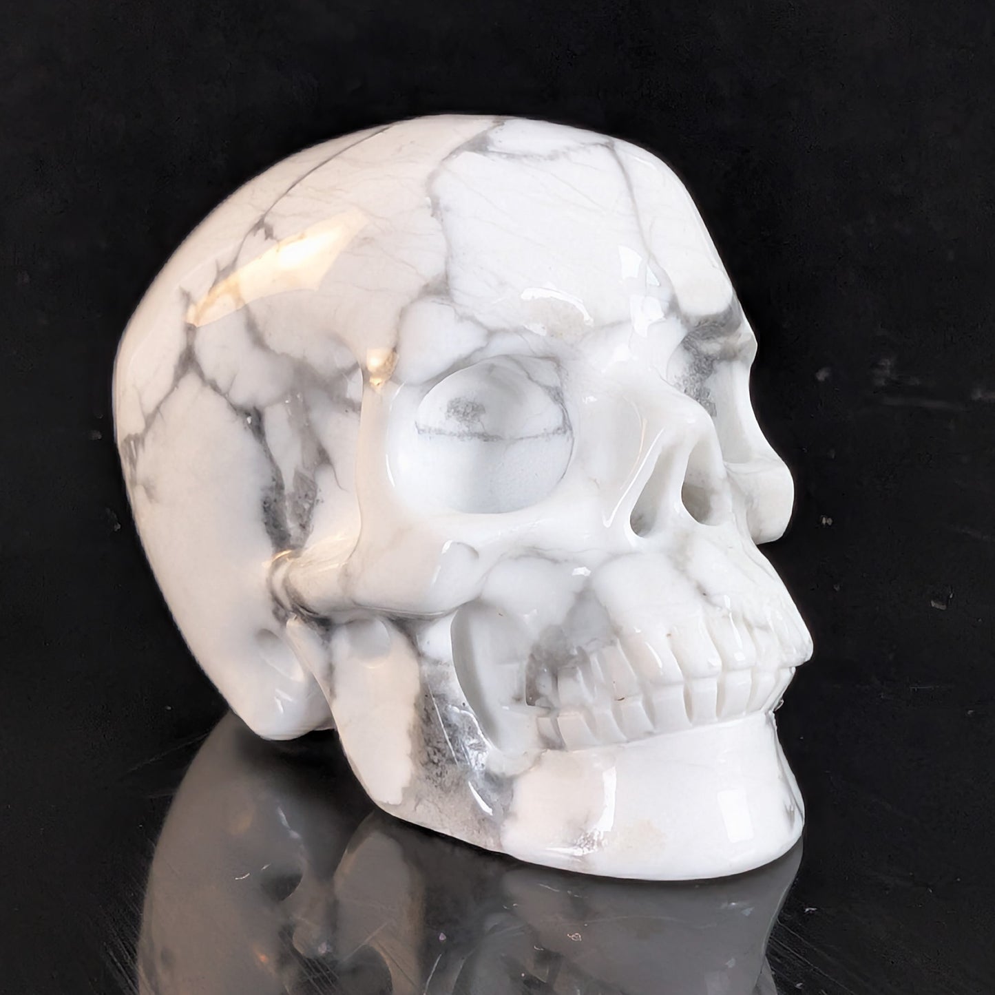 2" White Howlite Turquoise Crystal Skull – Pattern B