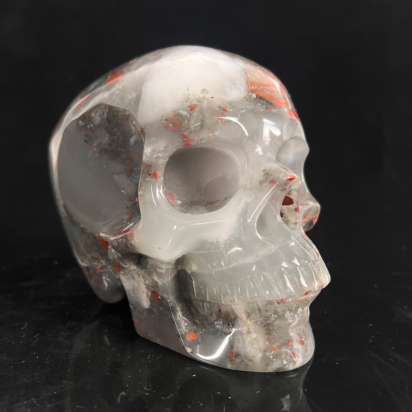 4.5" African Bloodstone Crystal Skull - Pattern B