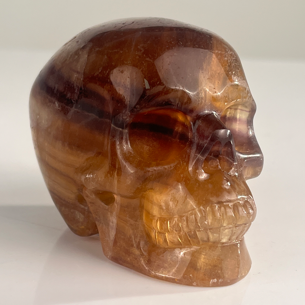 3 Inch Fluorite Crystal Skull – Hand Carved Natural Stone
